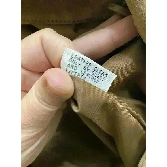Vintage Di Vinci Suede Leather Jacket Button-up Tan Size 7/8 Heavy - Picture 12 of 12